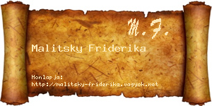 Malitsky Friderika névjegykártya